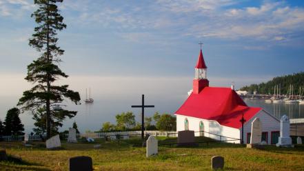 Nature fog canada national geographic church quebec wallpaper
