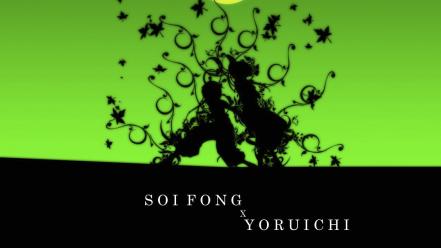 Soifon shihouin yoruichi green background vector art wallpaper