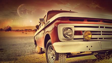 Sunset cars trucks wallpaper