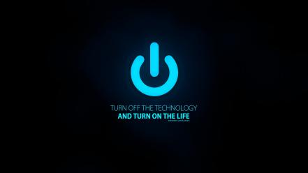 Text technology power button life black background wallpaper