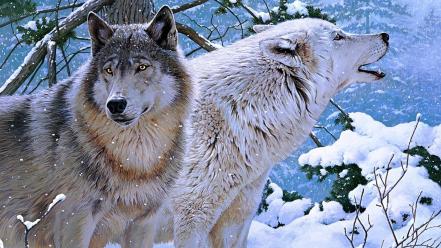 Animals artwork drawings wolves wallpaper