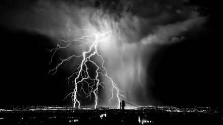 Black and white cityscapes lightning wallpaper