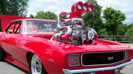 Chevrolet custom muscle car engine wallpaper