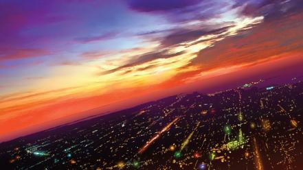 Cityscapes purple skies wallpaper