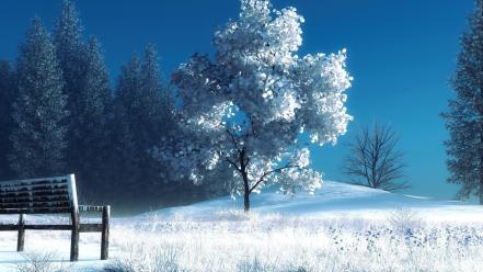 Landscapes winter snow trees wallpaper