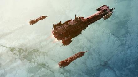 Outer space planets warhammer ships spaceships artwork wallpaper