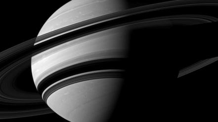 Space planets nasa rings shadows saturn monochrome wallpaper
