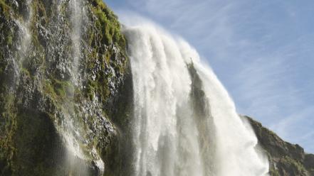 Water mountains stones iceland waterfalls wallpaper