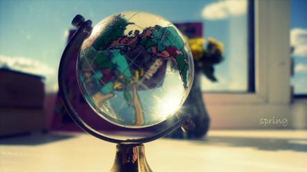 Glass window globe spring wallpaper