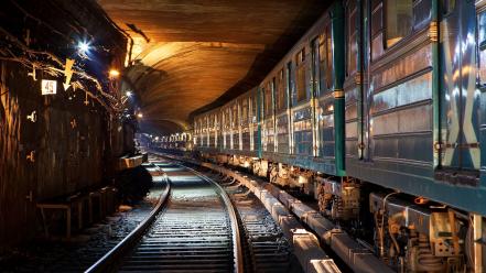 Light trains subway tunnels railroad tracks railroads wallpaper