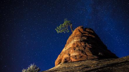 Mountains landscapes nature trees stars wallpaper