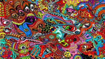 Multicolor mess psychedelic artwork acid wallpaper