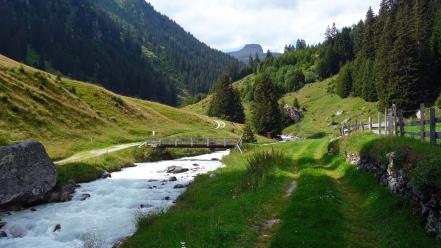 Water mountains landscapes nature forest outdoors brook alps wallpaper