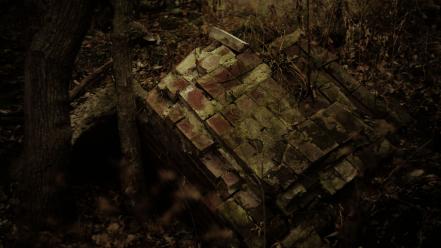 Forest grunge bricks wallpaper