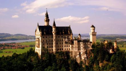 Neuschwanstein castle architecture clouds trees wallpaper