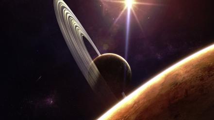 Outer space planets fantasy art reach wallpaper