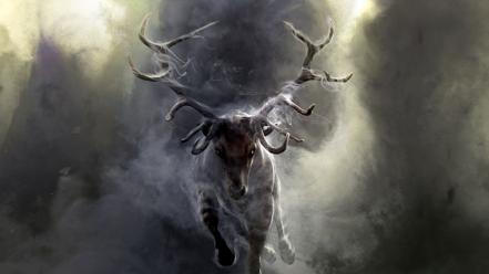 Smoke horns deer wallpaper