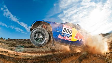 Clouds dust rally dirt sunlight dakar red bull wallpaper