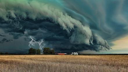 Clouds storm fields weather lightning wallpaper