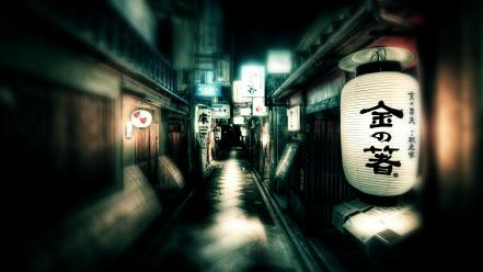 Japan streets lanterns kyoto wallpaper