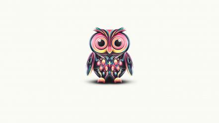 Psychedelic owls artwork simple background wallpaper