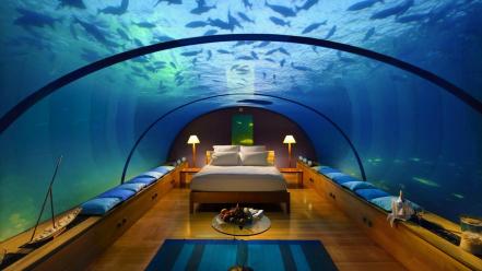 Room underwater hotel view wallpaper