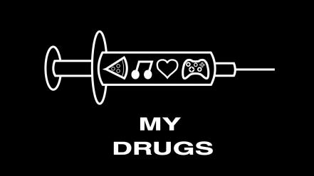 White music drugs pizza funny syringe controllers wallpaper