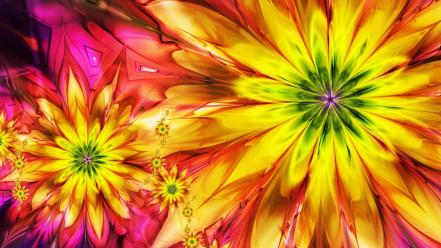 Abstract multicolor flowers fractals wallpaper
