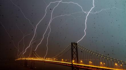 Bridges san francisco bay bridge lightning bolts wallpaper