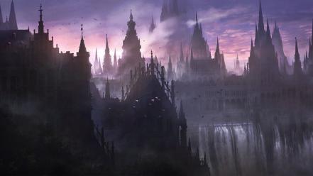 🥇 Castles cityscapes artwork purple sky wallpaper | (20116)