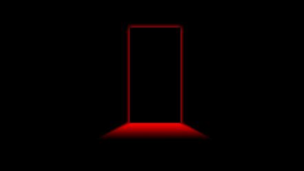 Creepy minimalistic red light black background doors wallpaper