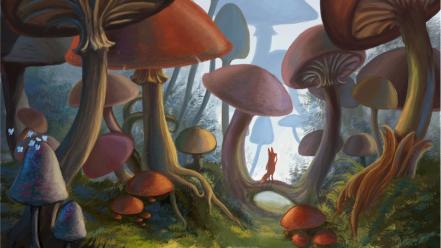 Forest mushrooms wallpaper