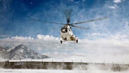 Mountains snow military helicopters flying wallpaper