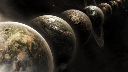 Planets space art wallpaper