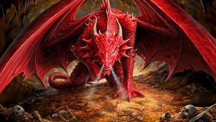 Red dragon jaws teeth artwork lair claws wallpaper