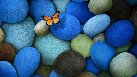 Stones butterflies wallpaper