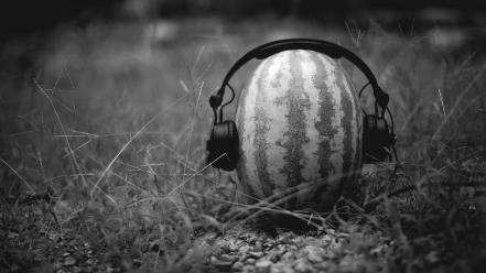 Black and white music watermelons fun wallpaper