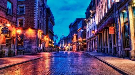 Cityscapes streets night buildings canada church montreal quebec wallpaper