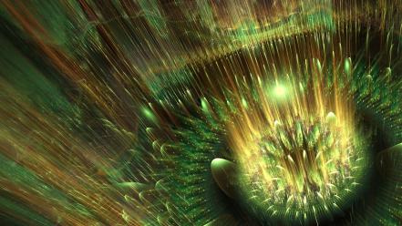 Green fractals digital art raw wallpaper