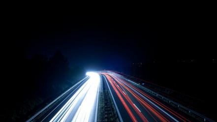 Landscapes night highway roads long exposure wallpaper