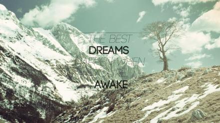 Mountains landscapes snow typography motivational wallpaper