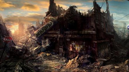 Ruins post-apocalyptic cities wallpaper