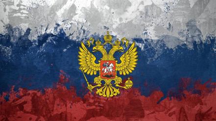 Russia russian federation flags eagles emblems wallpaper