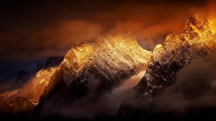 Sunset mountains clouds landscapes nature italy alps geology wallpaper