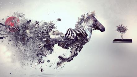 Surreal zebras desktopography creative wallpaper