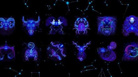 Abstract blue zodiac capricorn aries wallpaper