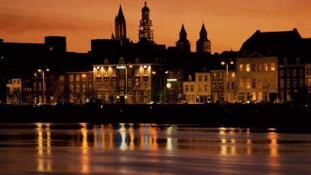 Cityscapes holland maastricht reflections wallpaper