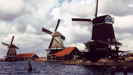 Cityscapes holland windmills view wallpaper