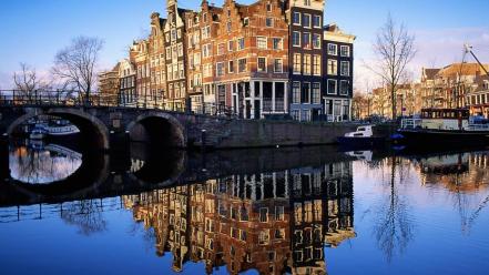Cityscapes netherlands holland amsterdam reflections wallpaper