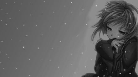 Grayscale anime girls wallpaper